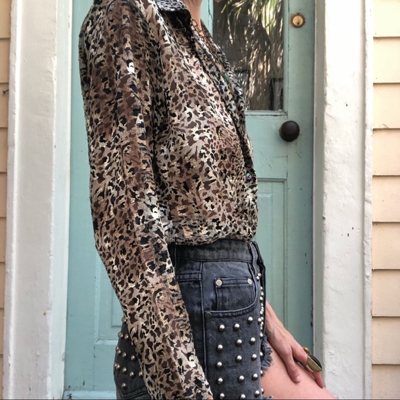 Vintage semi sheer leopard blouse - Picture 7 of 8
